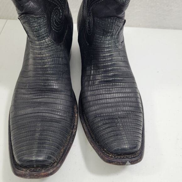 Wild West Men's Western Black Genuine Teju-Lizardskin Boots Size 8.5 10424-708 - Picture 11 of 12